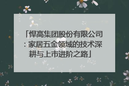 悍高集团股份有限公司：家居五金领域的技术深耕与上市进阶之路